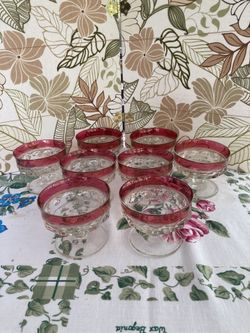 Set Of Eight Ruby Flash Dessert Cups