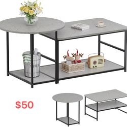 White Faux Marble Coffee Table Set