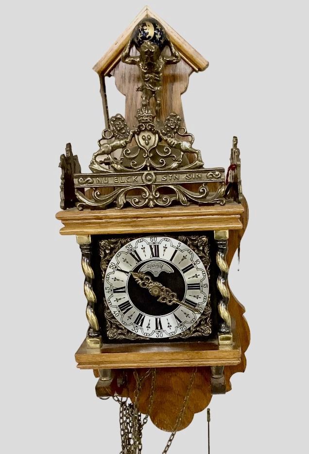 Vintage Warmink Zaanse Dutch Wall Clock – Brass Weights & Pendulum