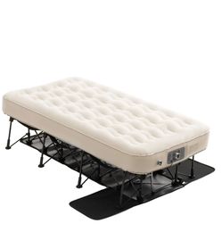 Air Mattress with Frame, Inflatable 1 Person Camping Cot with Built-in Pump, Portable Folding Air Beds Supports 300 lbs, Blow Up Anywhere Bed for Gues