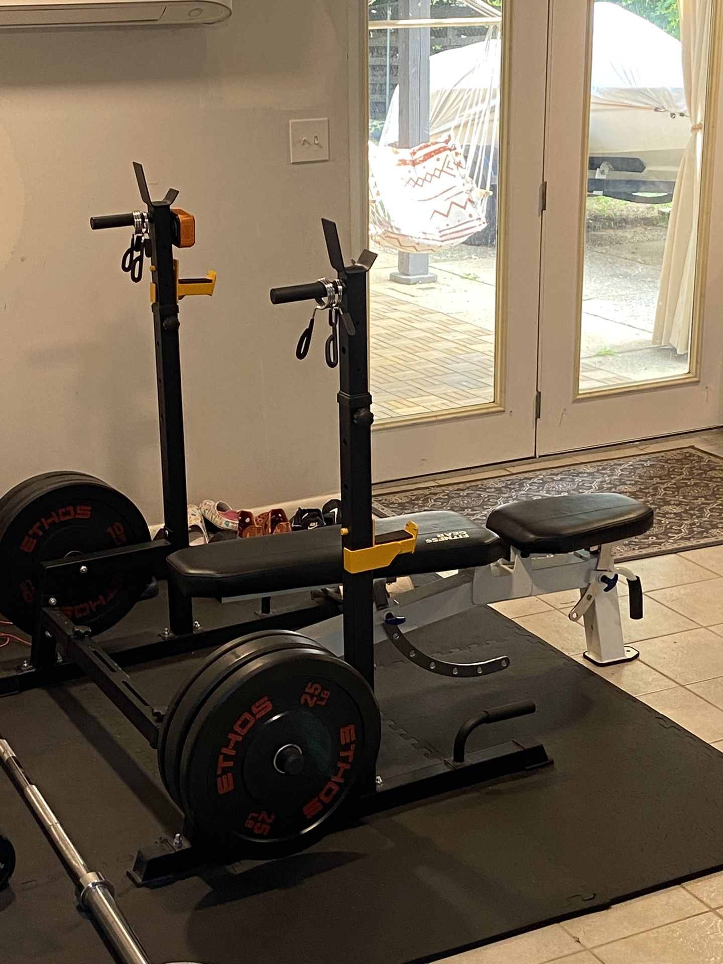 Gym Equipment, Bench Press And Free Weights