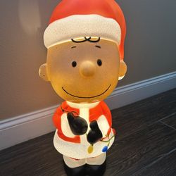 Charlie Brown Peanuts Santa Christmas Blow Mold 22” NEW