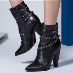 Genuine Leather Studded Booties