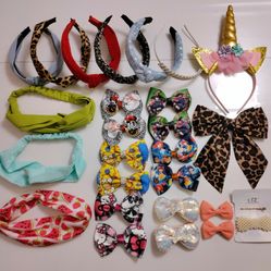 Girls Hair Bows Clips Headbands Bundle