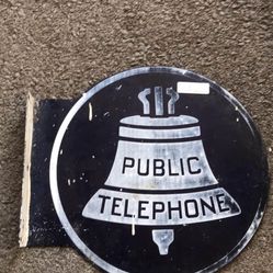 Vintage Metal Public Telephone Sign