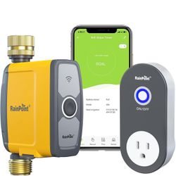 RAINPOINT 1 Zone WiFi Water Timer Brass Inlet Smart Sprinkler With WiFi Hub  