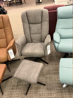 Swivel Recliner with Ottoman - Gray | Reclining Chair | Lounge Chair