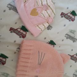 Two pink babygirl hats 