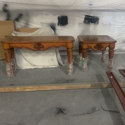 Beautiful Carved Oak Sofa And End Table