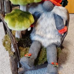 Handmade Gnome In Rocking Chair