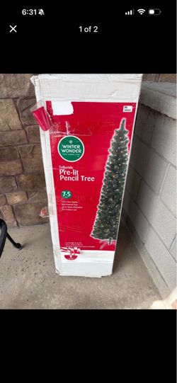 Pencil Christmas tree lighted