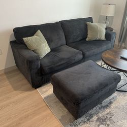 Charcoal Sofa + Oversized Ottoman - Great Condition!