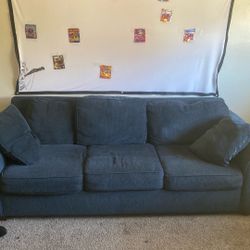 Navy blue fabric sofa