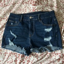 Navy Blue Denim Shorts