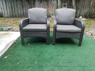 OVIOS 2 Pieces Outdoor Wicker Patio sofa chairs with cushion