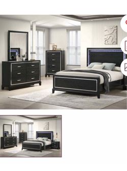 4- Pc Bedroom set Dresser,Mirror Nightstand (1) Queen size bed frame Not including Mattress and Box Sp