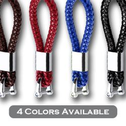 4.8" x 0.78" Red Braided PU Leather Strap Keychain Ring For Car Key Key Fob -(9-KY-02-RD