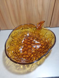Vintage Large Amber Fruit Bowl