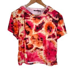 AQ-Sport Tie Dye Hooded Crop Top