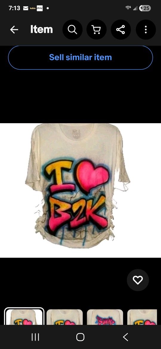 Airbrushed T-shirt Womens Medium Bump I Love Btk White Y2K Vintage Upcycled 