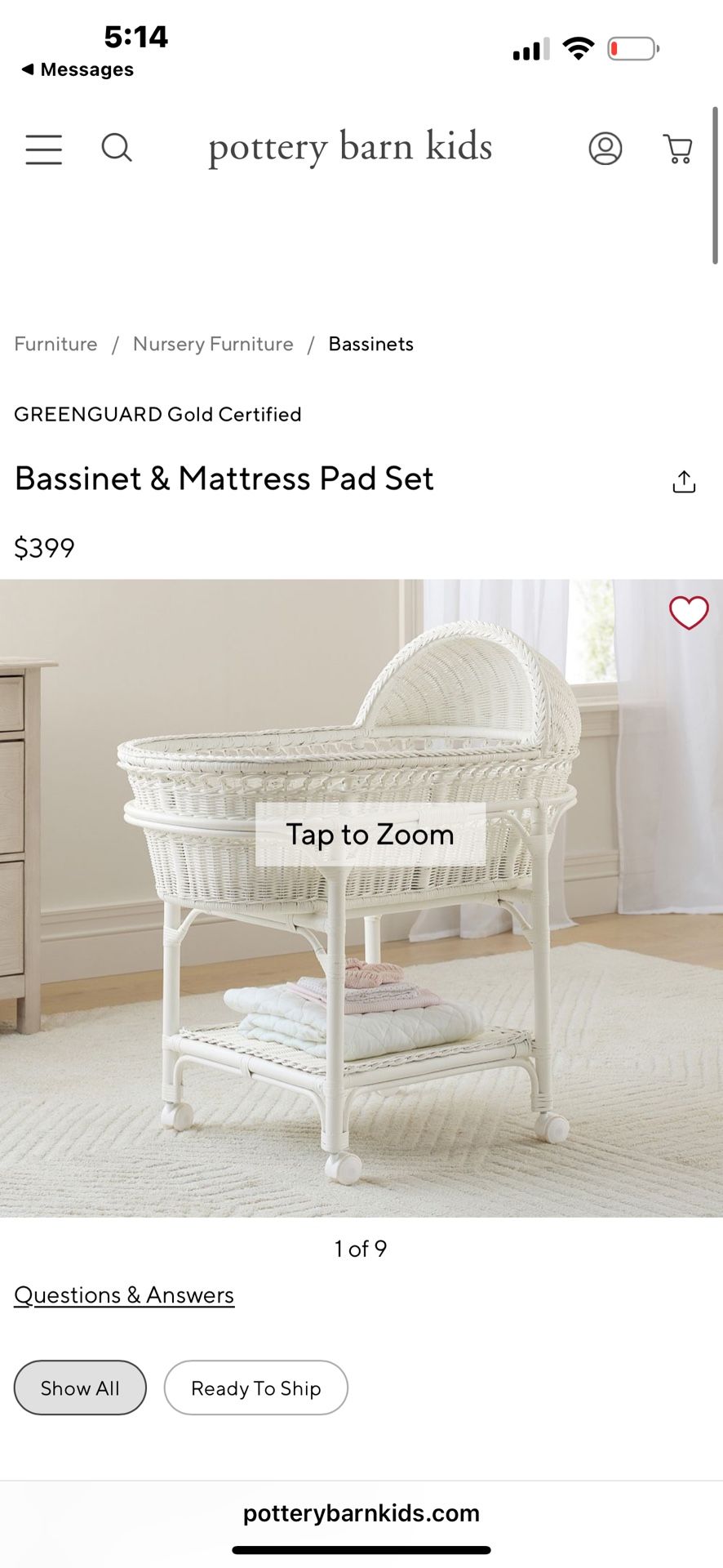 Pottery Barn Bassinet