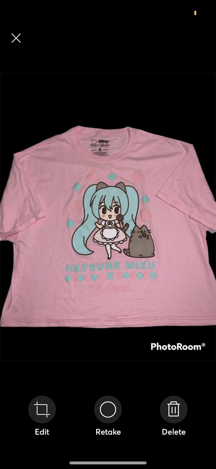 ♥️New♥️ Hatsune Miku X Pusheen Cropped Box XL Shirt fit like M/L Ladies