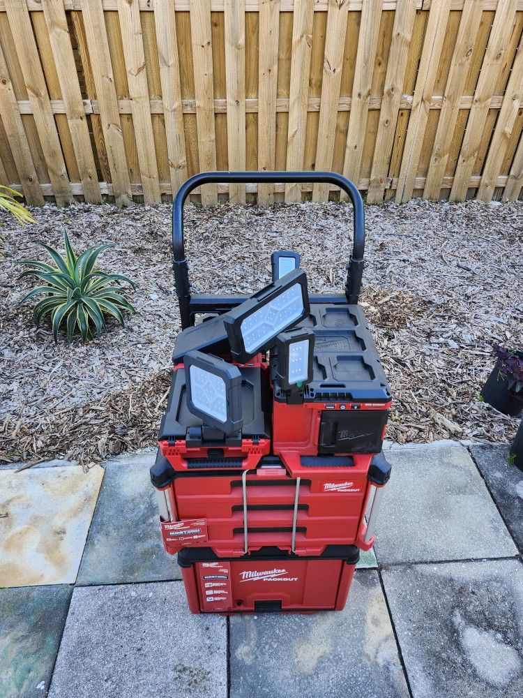 Milwake Stack Open MILWAUKEE FLOOD M12 M18 FLOOD LIGHT STACK ON PACKOUT HANDTRUCK for Sale ...