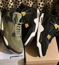 Jordan 4 royal and Jordan 4 olive