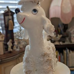Vintage 1950's White Porcelain Spaghetti Poodle Figurine