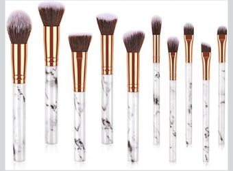 10-Piece Marble Makeup Brush Set