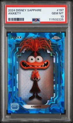 2024 TOPPS CHROME DISNEY SAPPHIRE EDITION #197 ANXIETY DEBUT RC PSA 10