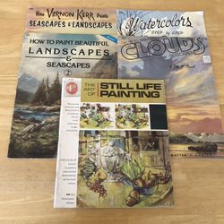 Lot Of 5 Art Painting Instruction Books How To Paint Landscape Seascape Clouds Watercolors Walter T Foster