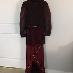 Large/XL Elegant burgundy two-piece dress 