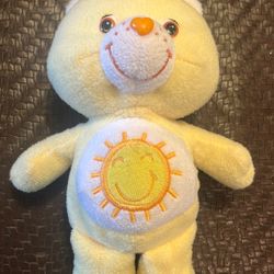 VINTAGE Care Bears - Yellow - Funshine Bear 8"