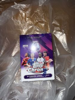 Brand new sealed **Topps Chrome Premier League 2026 blaster box