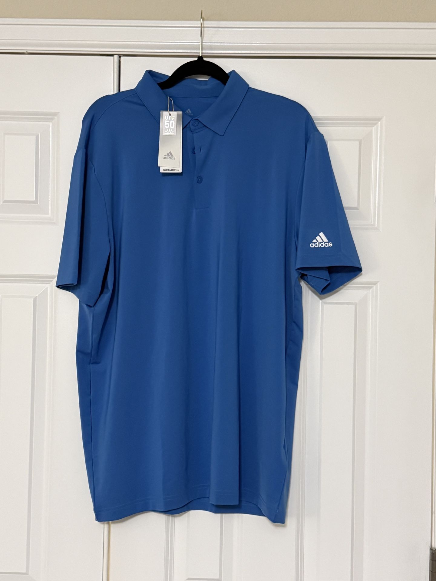 ADIDAS ULTIMATE 365 GOLF SHIRT Blue LARGE no logos NEW w/ TAGS