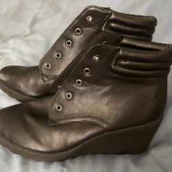 Black Wedge Booties