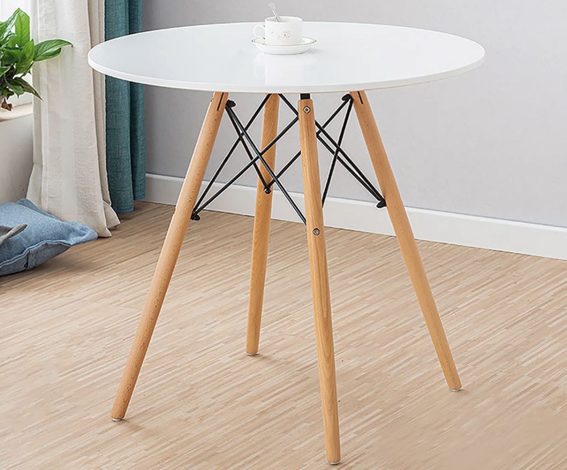 Round Solid Wood Base Dining Table