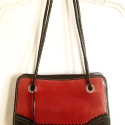 🎁👜 VTG Brighton Women’s Shoulder/Satchel Red & Black Zipped Bag