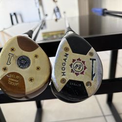 Vintage Wooden Golf Drivers – Hogan & Custom Built – 2 Clubs 