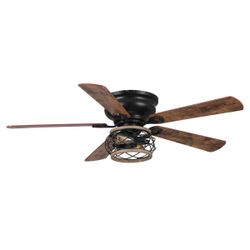 Parrot Uncle Antwerp 48" Flush Mount Ceiling Fan with Caged Light & Remote (F6240Q110V)