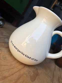 Ceramic pitcher says “it’s a margarita kind of day”