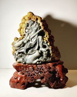 Gorgeous Chinese soapstone carving of a celestial warrior