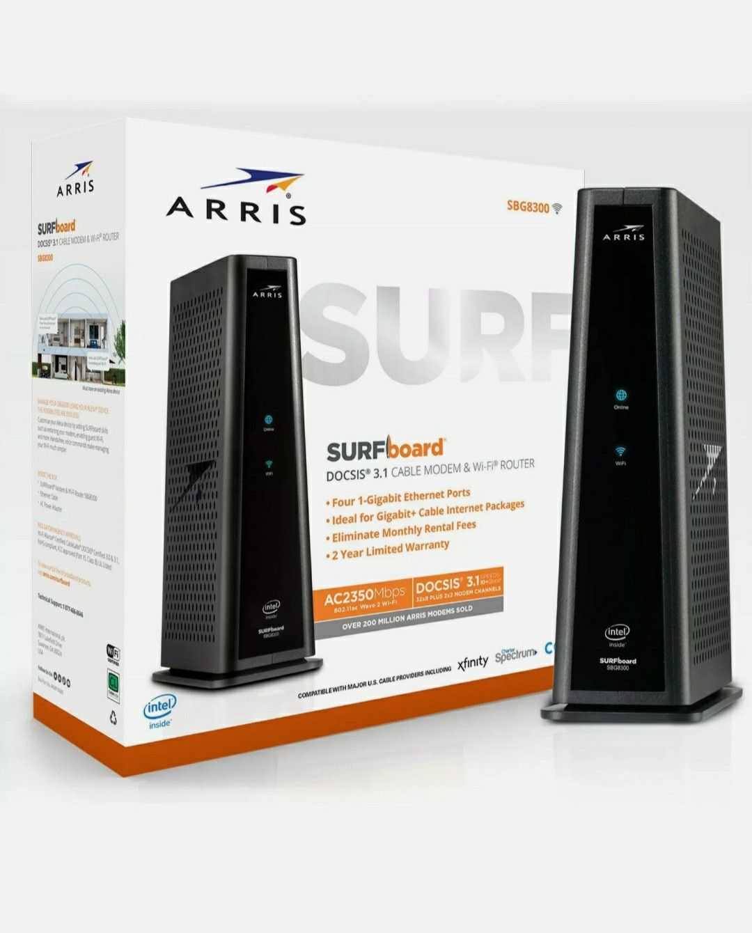 NEW FACTORY SEALED Arris SURFboard SBG8300 DOCSIS 3.1 AC2350 Cable Modem & Dual-Band Wi-Fi Router