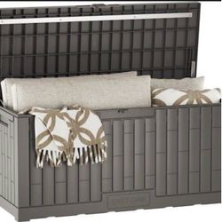 EAST OAK 120 Gallon Outdoor Storage Box | Large Resin Deck Box with Reinforced Stainless Steel Support | Waterproof & UV-Resistant Patio Storage Box f