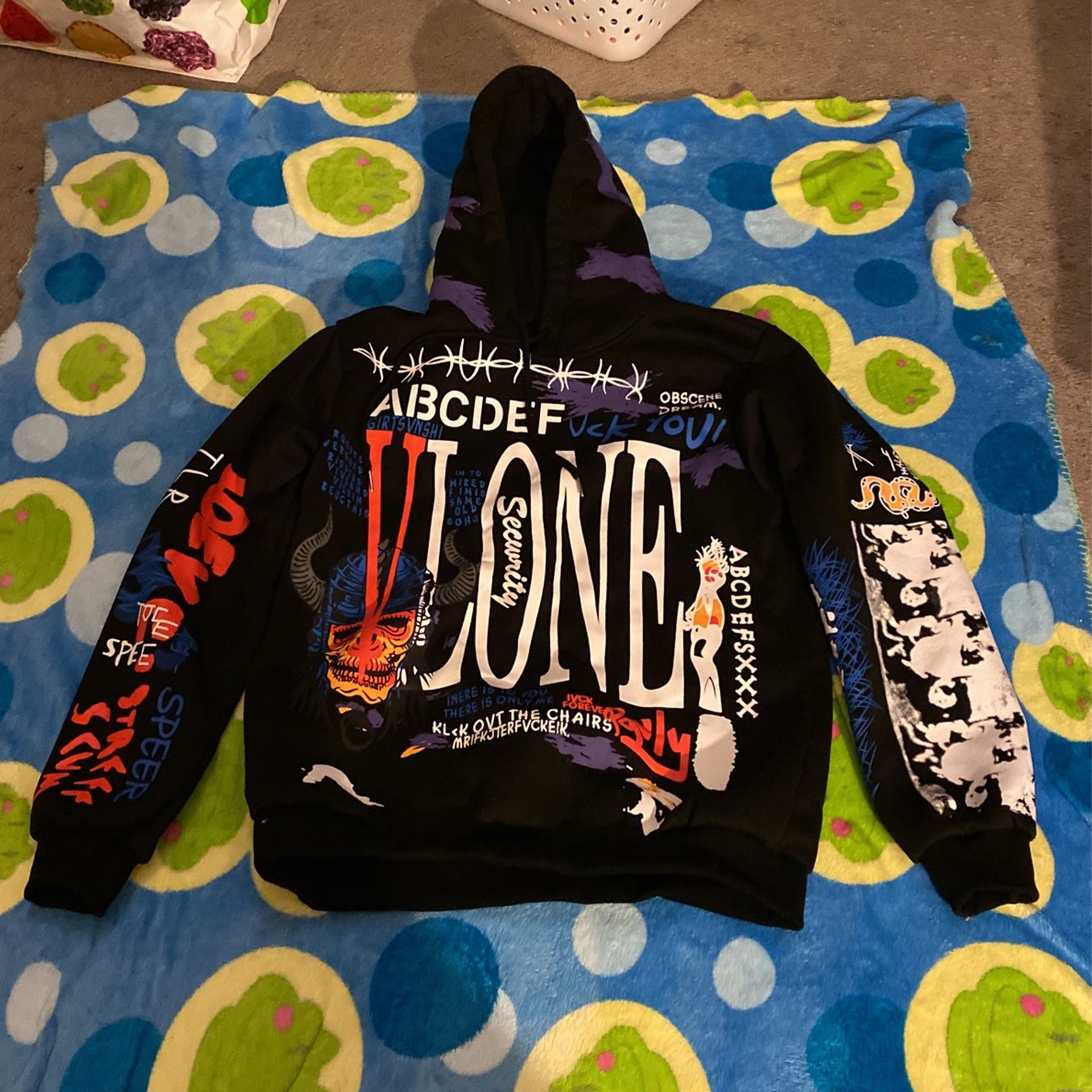 Vlone white graffiti hoodie sales