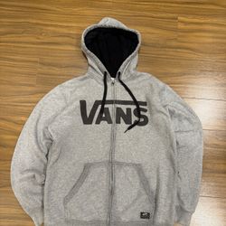 Vans Grey/Black Full Zip Fleece Hoodie Men’s Size Large