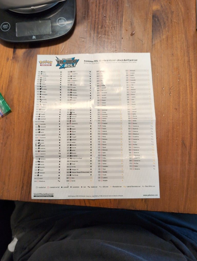 Black Bolt Reverse Holos 64 With List All Different Pokemon