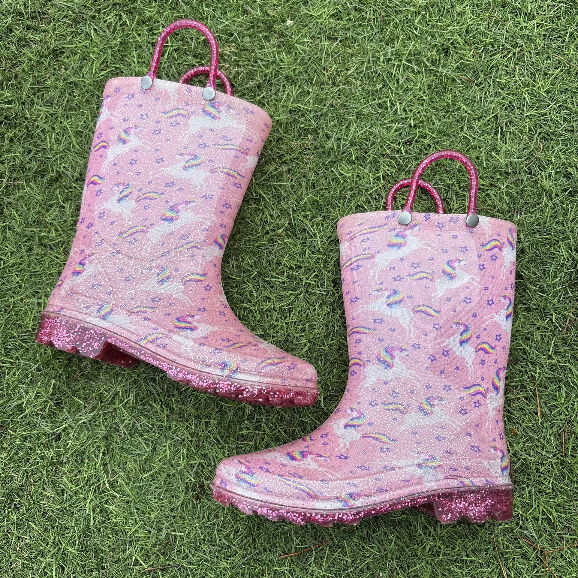 Kids Size 11/12 Unicorn Rain Boots Snow Waterproof