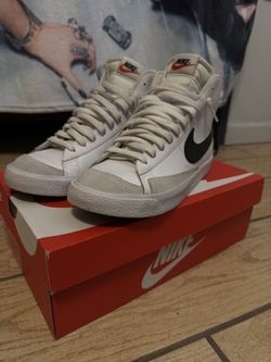 Nike Blazer Mid '77 GS White Black High Top Sneakers Size 7Y
